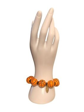 Plunder Basketball Beaded Stretch Bracelet Sports Statement Bracelet